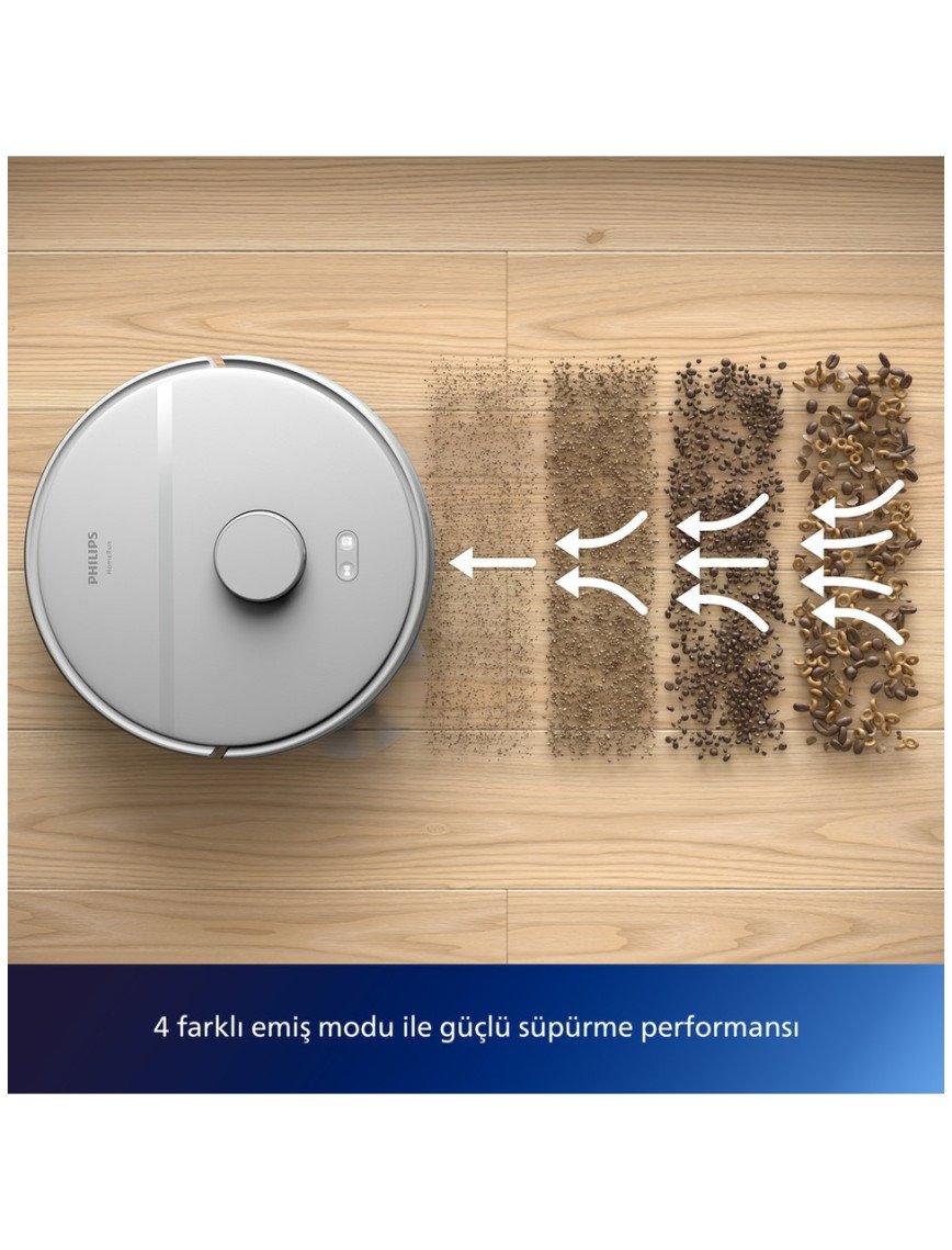 Philips XU2100/20 2000 Serisi Islak Kuru Moplu İstasyonlu Robot Süpürge, HomeRun Uygulaması, LDS Radar Navigasyon, Beyaz,